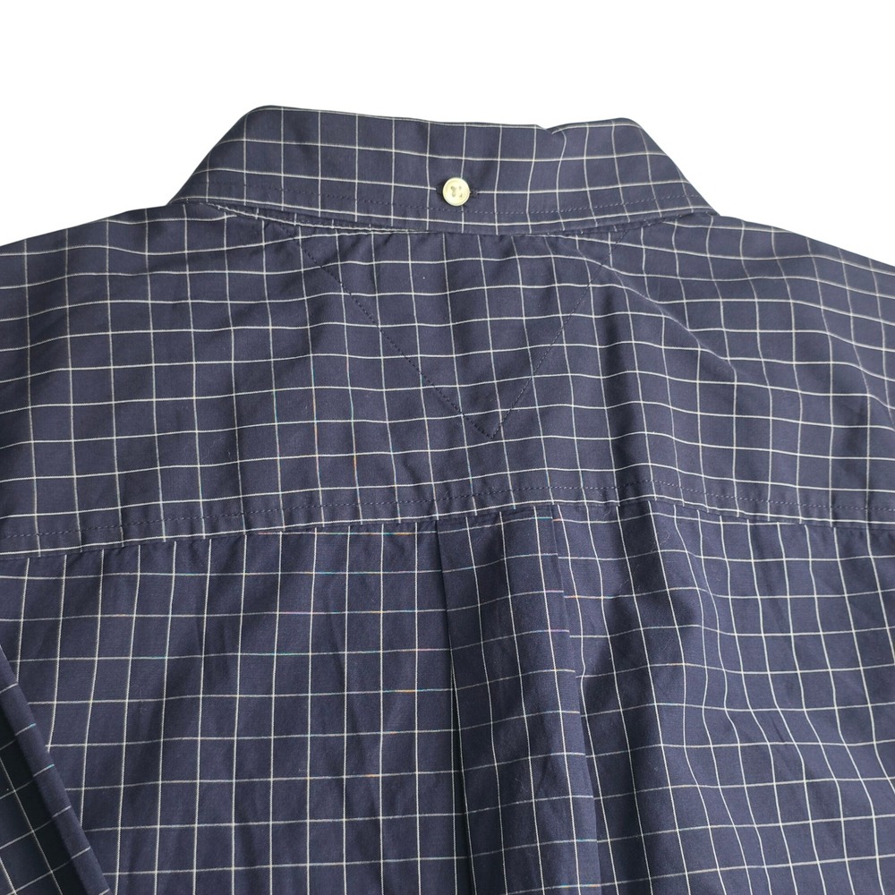 Tommy Hilfiger Button Down Shirt Mens XXL Navy Blue Windowpane 100s 2-Ply Cotton - Picture 9 of 13